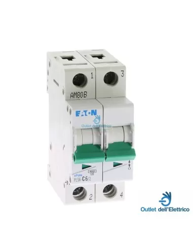 Eaton 242874 pls6-c6/2 interruttore magnetotermico 6ka 2p c 6a