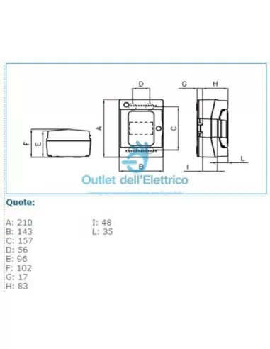 Hager B06521 Graue Wandschalttafel IP65 4 Module