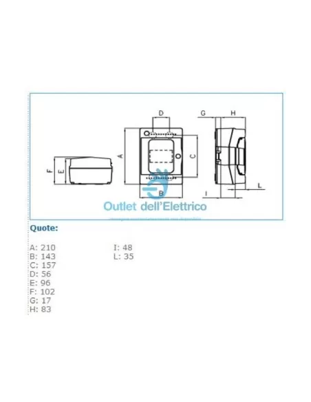 Hager B06521 Graue Wandschalttafel IP65 4 Module