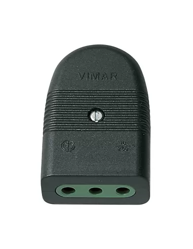 Vimar 01023 Presa 2P T 10A P11 Assiale Nero