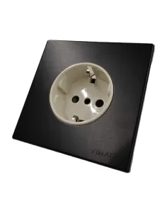 Vimar 08614.N 2P T 16A P30 Black Snap Socket German Metal Plate 8000 Series