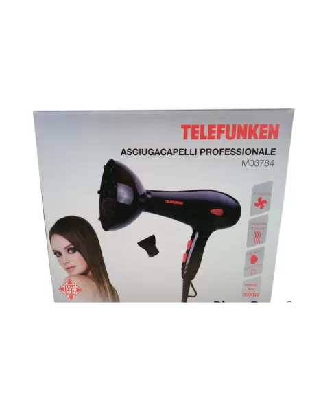 Telefunken m03784 asciugacapelli profession 2000w c//diffusore 3vel
