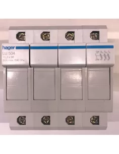 Hager lu504 fuse holder ul 10 3x38 3p n 4 din modules