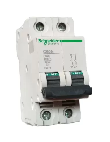 Schneider automatic circuit breaker c60n 6ka 2p 40a curve c 24274