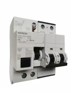 Siemens interruttore magnetotermico differenziale 2p c6 icn 4,5ka icu 6ka tipo ac 30ma 5su13231bb06