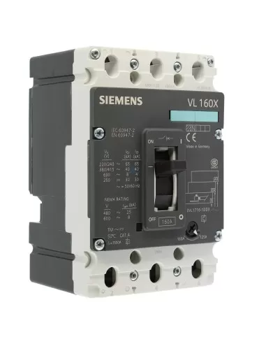 Siemens 3vl17161dd330aa0 interruttore automatico vl160x n 3x160a distr tm