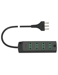 Vimar 00404.C Toma Múltiple 4 Tomas Bypass Bivalentes 10/16A 16A Negro Con Cable