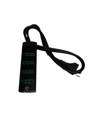 Vimar 00404.C Mehrfachsteckdose, 4 bivalente Bypass-Steckdosen, 10/16 A, 16 A, Schwarz, mit Kabel