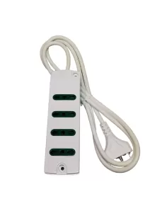 Vimar 00404.CB White Multiple Socket 4 Dual Sockets 10/16A With Cable