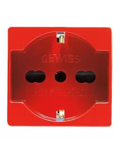Gewiss gw20296 schuko socket 2p t 16a bivalent st italian//ted red system series