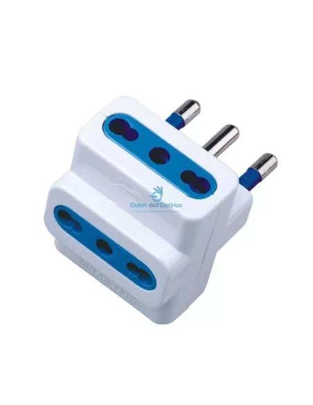 Cfg e269s 16A two-way multiple adapter with 3 sockets, white