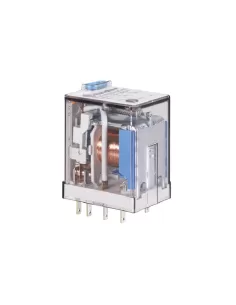 Finder 553290120074 relè industriale, pulsante di prova   doppio led   indicatore meccanico, 12 vdc, 2 contatti, 10a