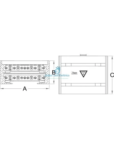 Zippo 9131 ground terminal block 16x10 8x25 mmq