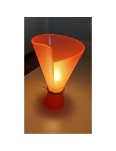 Pastel red table lamp with matt nickel ring, E14, S73