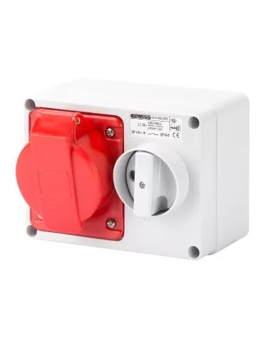 Gewiss interlocking socket with base 2p t 32a 400v 9h ip44 without fuse holder base gw66018