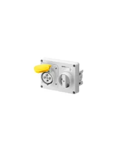 Gewiss horizontal interlocking socket without bottom 2p t 16a 110v 4h ip44 without fuse holder base gw66101