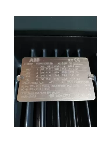 Abb electric motor 11 kw 6 poles ip55 aluminum ie3 400//690v 3gaa163052-adk without flange