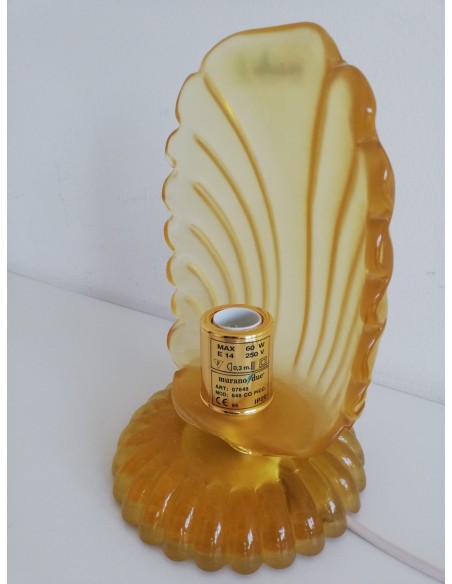Leucos 648.co.am lampada comodino in cristallo curvato avorio struttura oro 1x60w e14 (vetro di murano)