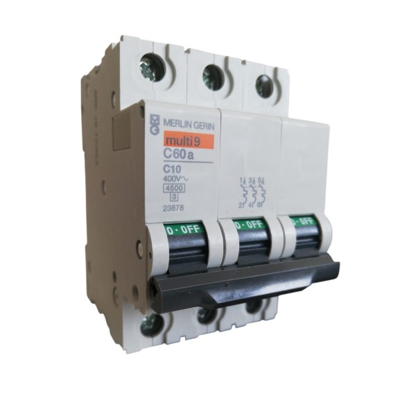 Merlin gerin 23878 interruttore magnetotermico 3p 10a 4,5k c 3 moduli c60