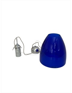 Murano due 0317412 finn light sospensione 15w e27 cromato con diffusore blu d.22cm
