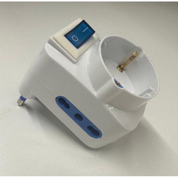 Faeg 8115 triple Schuko adapter 16A plug, 2 10/16A two-way sockets with switch