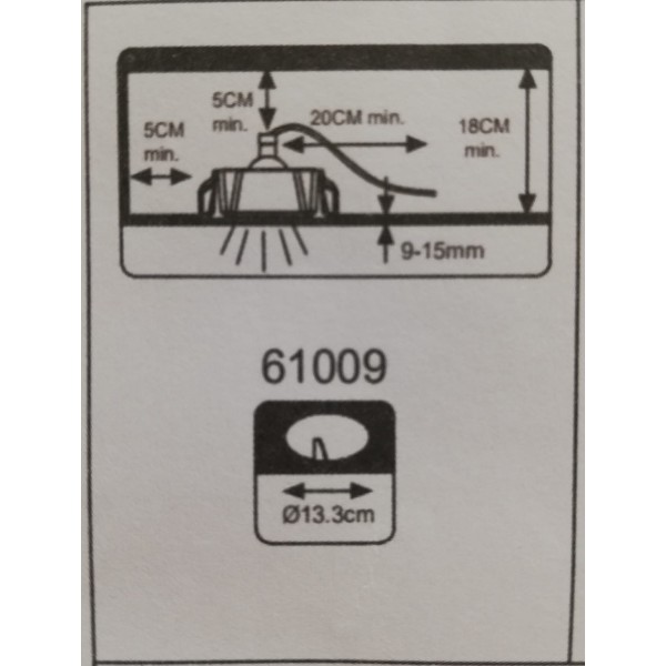 Faretto incasso in gesso tondo c/ vetro gu10 c/staffe regolabili per cartongesso diam.120mm Prof.60mm