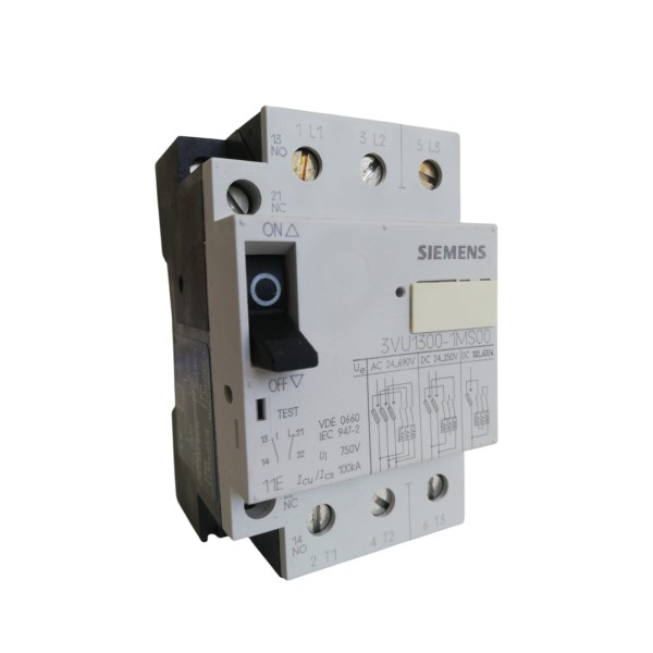 Siemens 3vu13001ms00 switch for monitor fuses 0.2a c//aux contact 1no//1nc c//screws