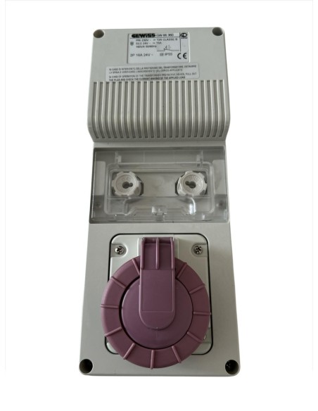 Gewiss gw66360 vert. interlocked socket without fuses 2p 160va transf 230V/24v ip55 s/bottom box