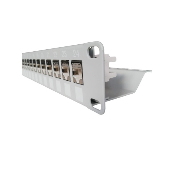 Item 50143 data panel 24 shielded sockets f/utp rj45 cat. 5e grey