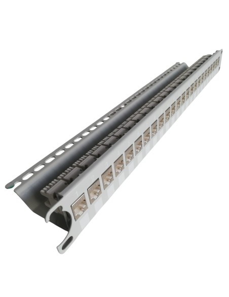 Item 50143 data panel 24 shielded sockets f/utp rj45 cat. 5e grey