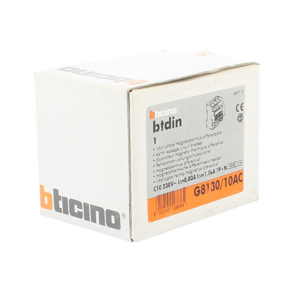 Bticino G8130/10AC magnetotermico differenziale ac 1p+n 10a 4,5ka 30ma 0,03a salvavita