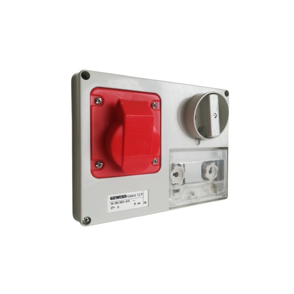 Gewiss Presa interbloccata orizzontale senza fondo 2p+t 16a 400v 9h con base portafusibili