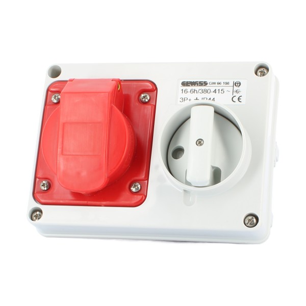 Gewiss gw66108 presa interbloccata orizzontale incasso 3p+t 16a 400v 6h senza base fusibili