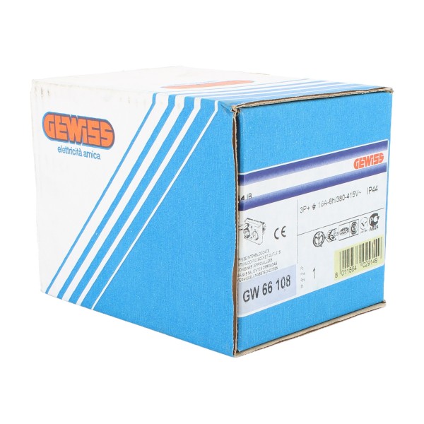 Gewiss gw66108 presa interbloccata orizzontale incasso 3p+t 16a 400v 6h senza base fusibili