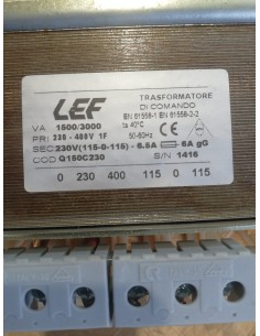 Lef q150c230 Single-phase control transformer 1500va, in 230-400v, out 115-0-115v 2