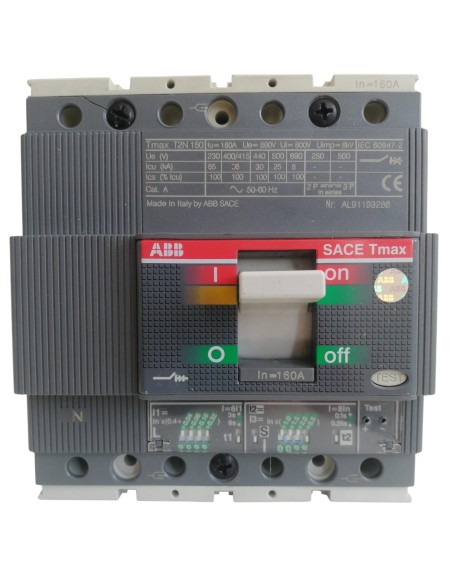 Abb 1sda051132r1 automatic circuit breaker t2n 160 pr221ds-ls in 160a 4p f f 36ka