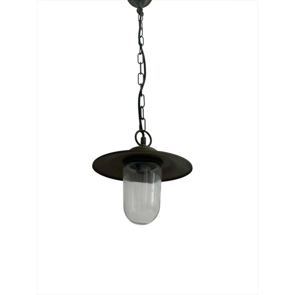 Moretti luce 1362.t.ar  lampada a sospensione ottone anticato ramato vetro trasparente e27 ip44 75w