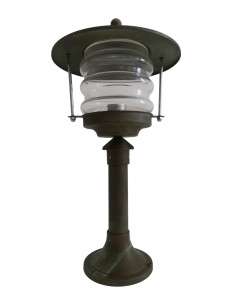 Moretti luce 177.ar lampada a palo h.51 ottone antico ramato vetro trasparente ip43 60w e27