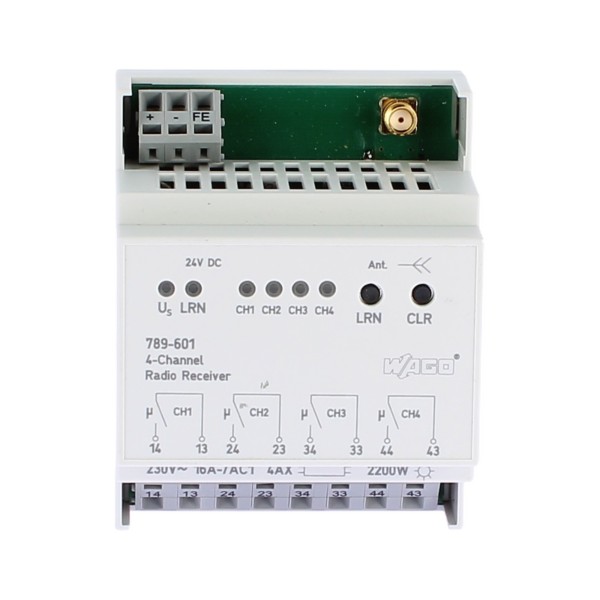 WAGO 789-601 ricevitore radio a 4 canali con 4 contatti normalmente aperti 16a 24vdc