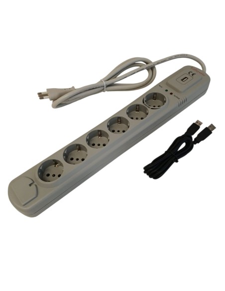 Lafayette 33500015 my-6 usb 6-socket unel power strip with usb port