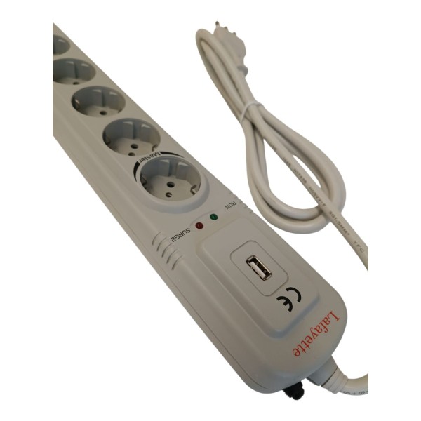 Lafayette 33500015 my-6 usb 6-socket unel power strip with usb port