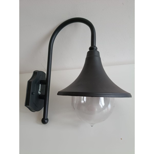 Poliplast 400408 lanterna attacco a parete e27 60w ip44  elena nera