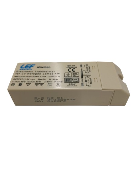 Lef mini060 trasformatore elettronico  20÷60w 230v / 12vac mini